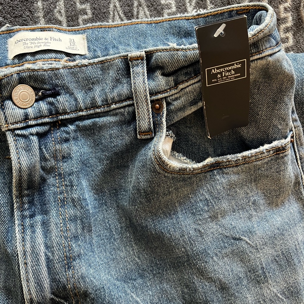 Abercrombie & Fitch Blue Straight Leg Jeans with Classic Denim Style